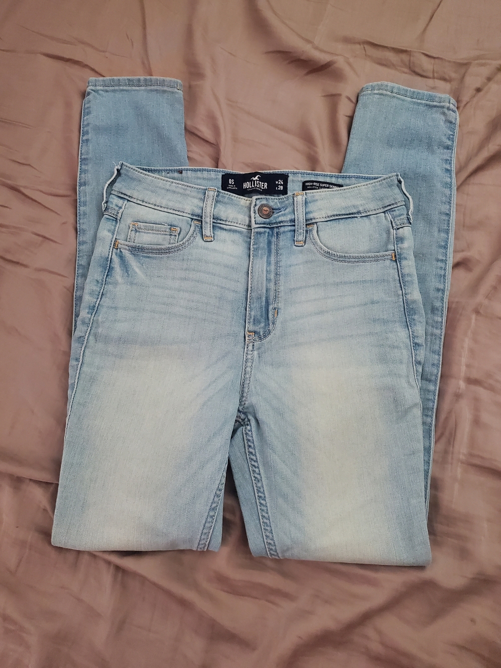 Hollister Women's Light Blue High Rise Super Skinny Jeans